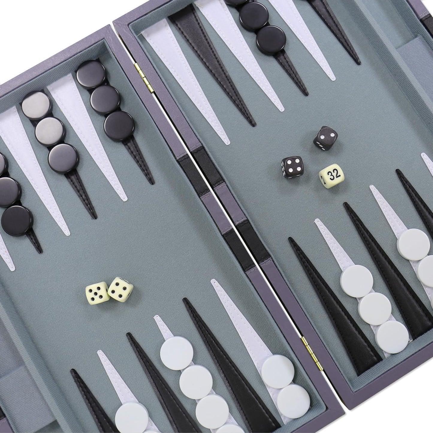 Backgammon Set - Classic Board Game with Premium Leather Case - Portable Travel Strategy Backgammon Game Set for Adults, Kids - Suitable as (18inch, Gray)