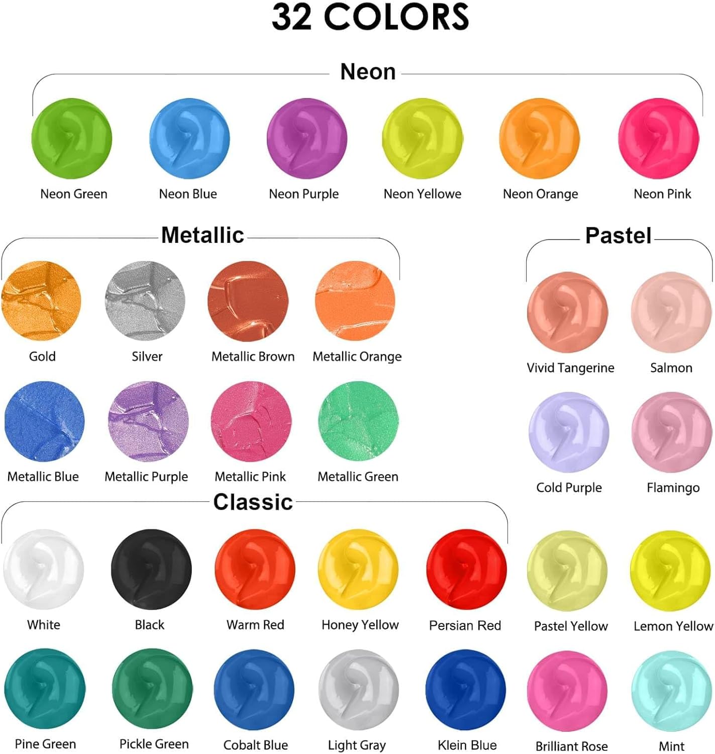 Funto Acrylic Pouring Paint Set, 36 Bottles, with Silicone Oil, High Flow, Pre-Mixed, Art Supplies for Pouring on Canvas, Glass, Wood, Tile, Rocks