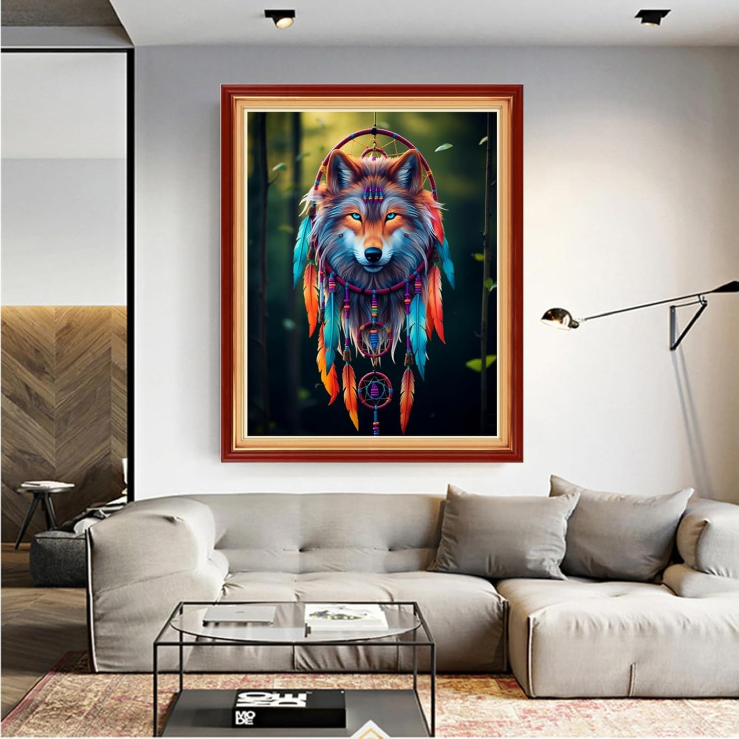 Dooxvey Cross Stitch Kit for Adult Beginners - Full Range of Stamped Kits, 11CT Cross Stitch Patterns - Wolf Wind Chime 16x20 inch