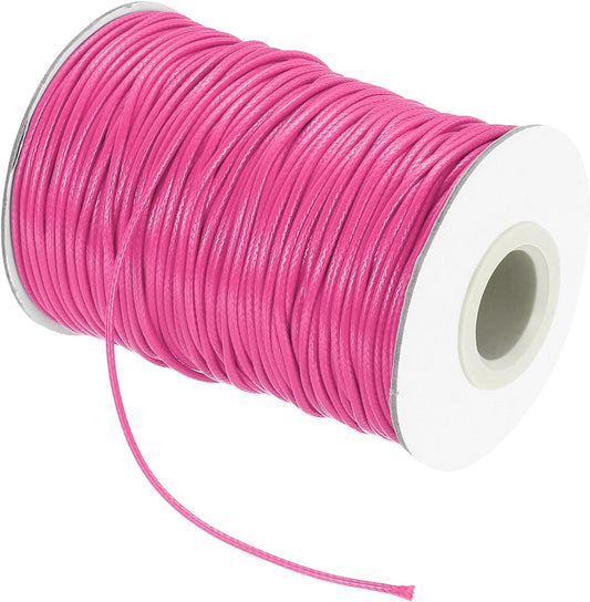 MECCANIXITY Waxed Cord 1.5mm Waxed Thread 87 Yard Wax String Leather Cord for Bracelet Making, Necklaces, Beading, Jewelry Making and DIY Crafts(Dark Pink)