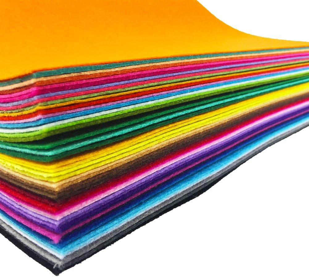 flic-flac 48PCS 6 x 6 inches (15 x 15cm) Assorted Color Felt Fabric Sheets Patchwork Sewing DIY Craft 1mm Thick … (15cm * 15cm, 48pcs)