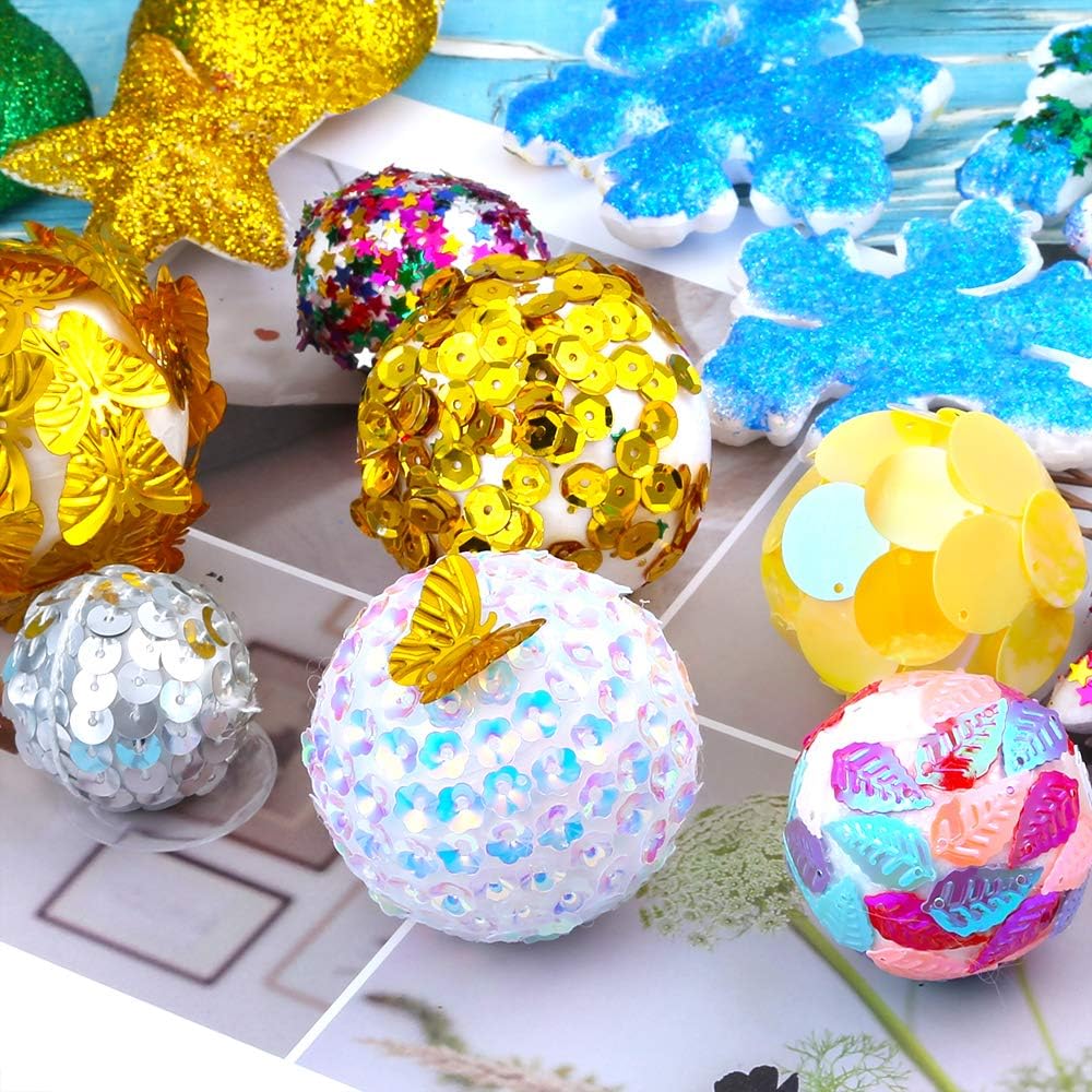 Pllieay 100 White Foam Balls - 5 Sizes, Polystyrene Craft Ball for DIY Art, School Projects and Christmas Decoration