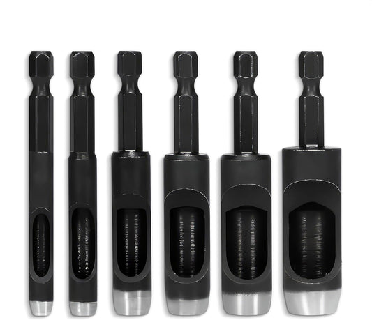 Leather Hole Punch Tool Set - 6 Pcs Drill Bits 3/16" 1/4" 5/16" 3/8" 7/16" 1/2" - High-Precision Leather Punch Tool for Belts, Fabric, and Crafts - Durable Carbon Steel, Sharp and Efficient