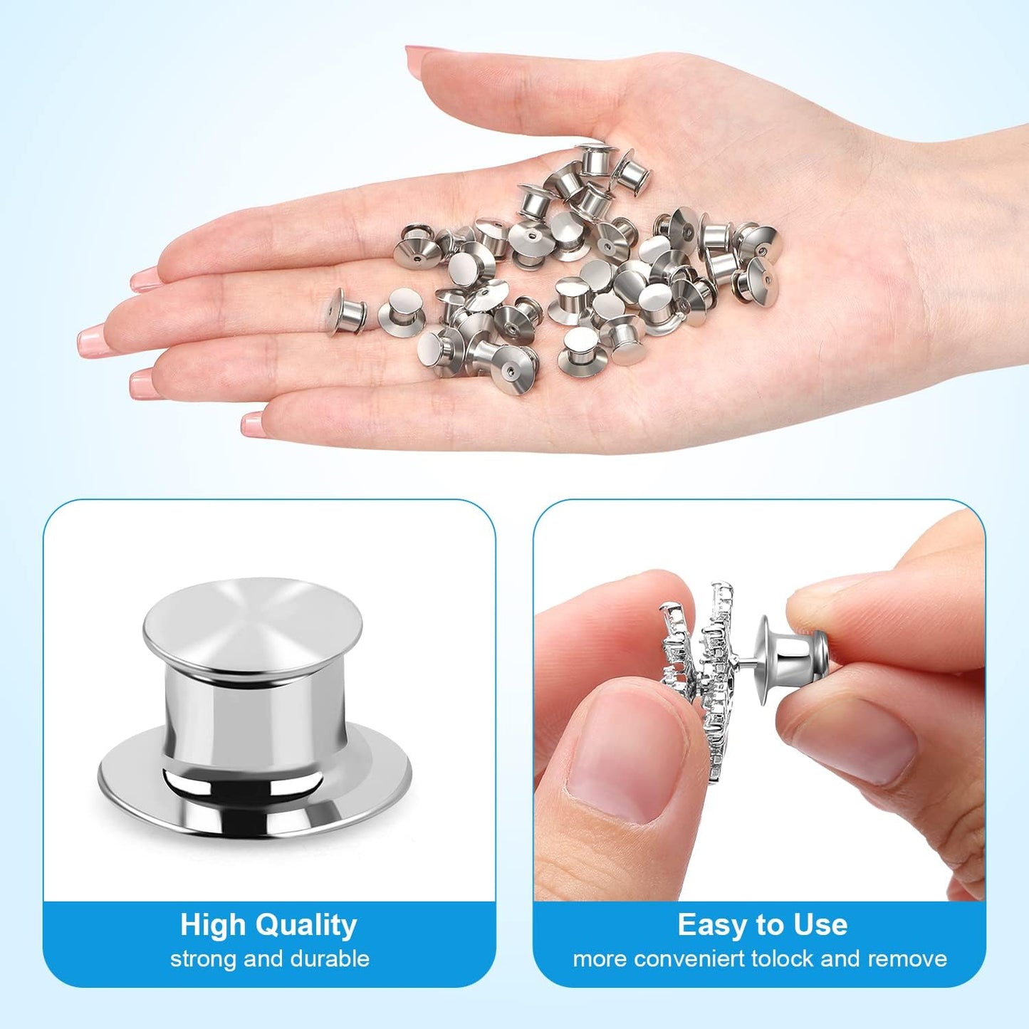 100PCS Metal Pin Backing for Brooch Enamel Lapel Pin Lock Keeper Clasp