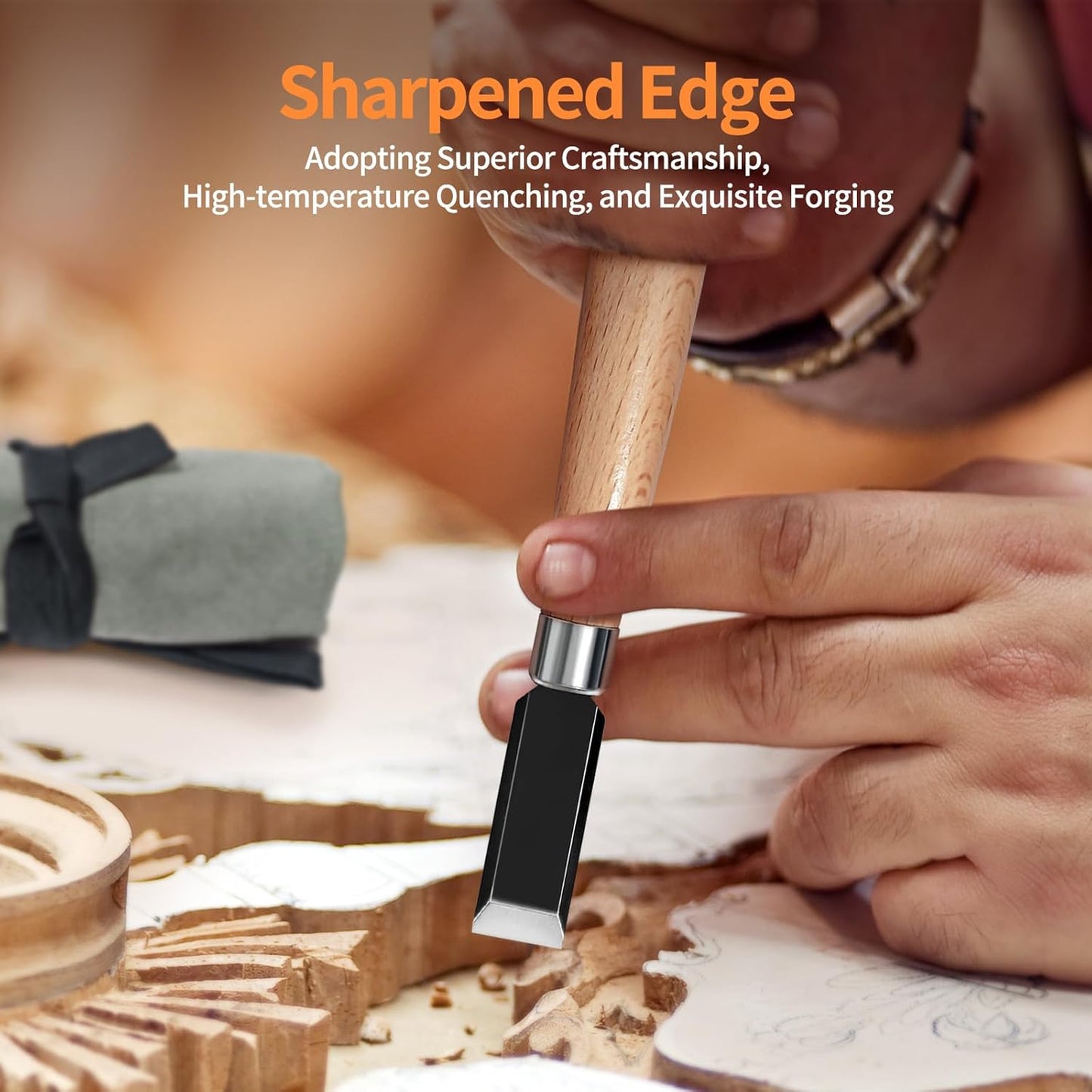 Wood Carving Tools Set - Chisel Set with Canvas Case, Carving Chisels Set Woodworking for Adults, Wood Whittling Knives Tools Set for Beginners, Hobbyists and Professionals