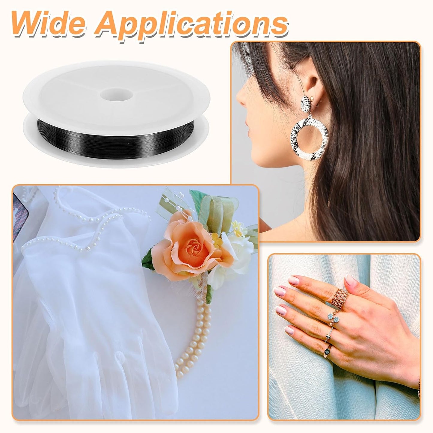 HARFINGTON 82ft Jewelry Wire, 32 Gauge (0.2mm) Brass Craft Soft Metal Tarnish Resistant Copper Beading Wire for Jewelry Making Supplies Crafting, Black