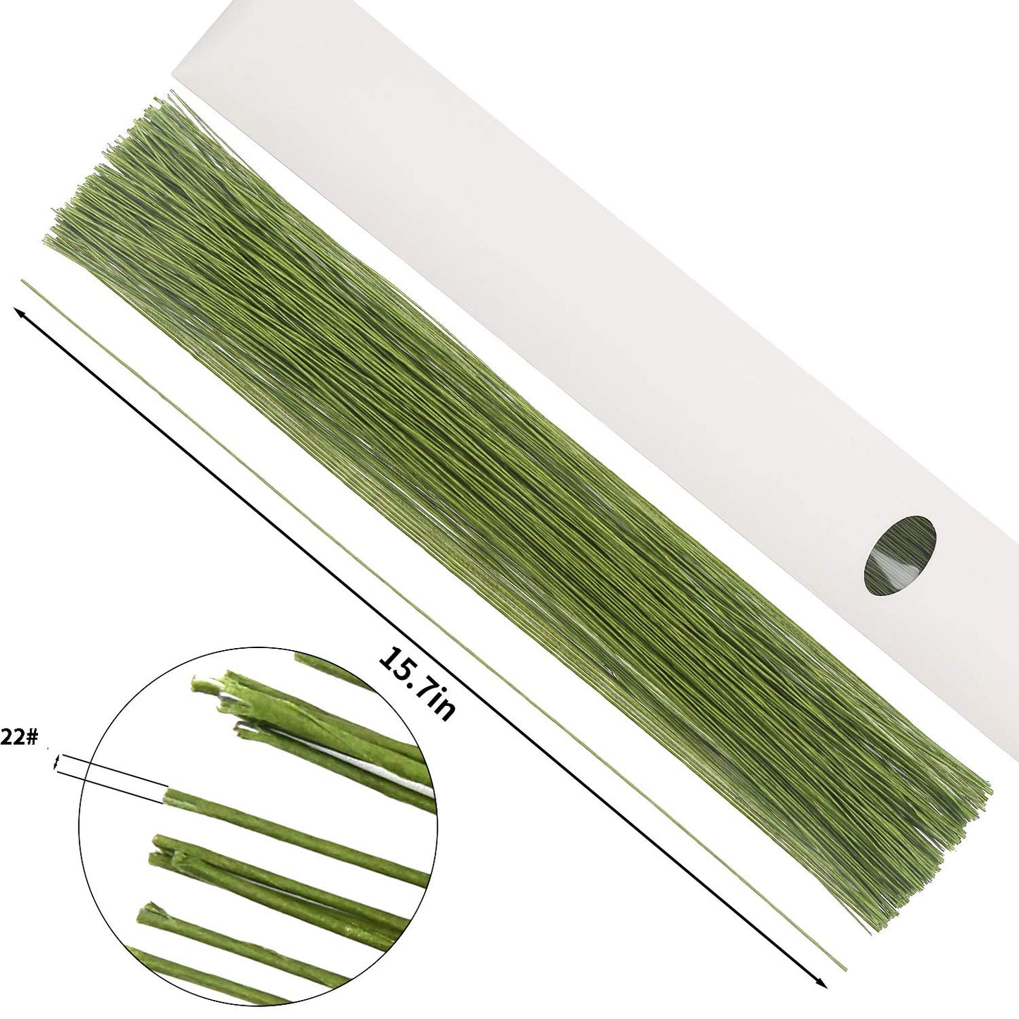 CCINEE 22 Gauge Dark Green Floral Wire Stem for Flower Arrangement Craft Supply,16 Inch,150PCS