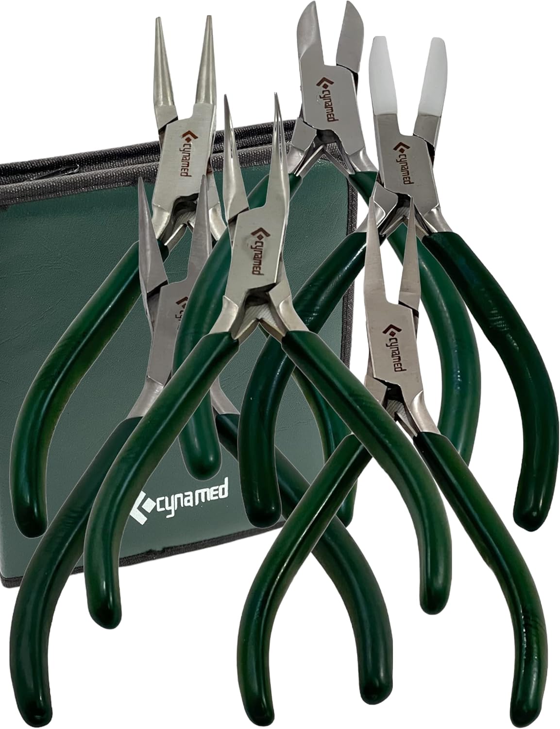 Premium 7-Pcs Jewelers Pliers Set Jewelry Tools Kit -Jewelry Making Pliers Tools with Needle Nose Pliers/Chain Nose Pliers, Round Nose Pliers, Nylon Jaw Pliers, Wire Cutter, Bent Nose Pliers With Case