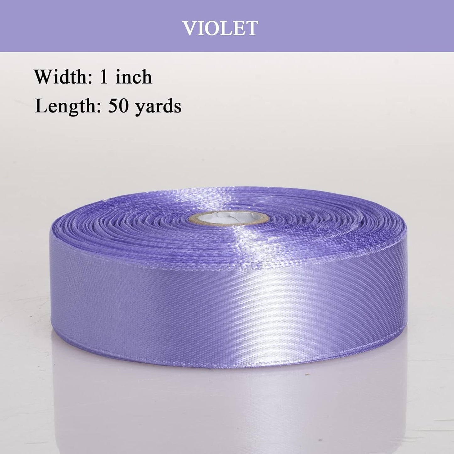 1 Inch Violet Solid Satin Ribbon, 50 Yards Craft Fabric Ribbon for Gift Wrapping Floral Bouquets Wedding Party Decoration