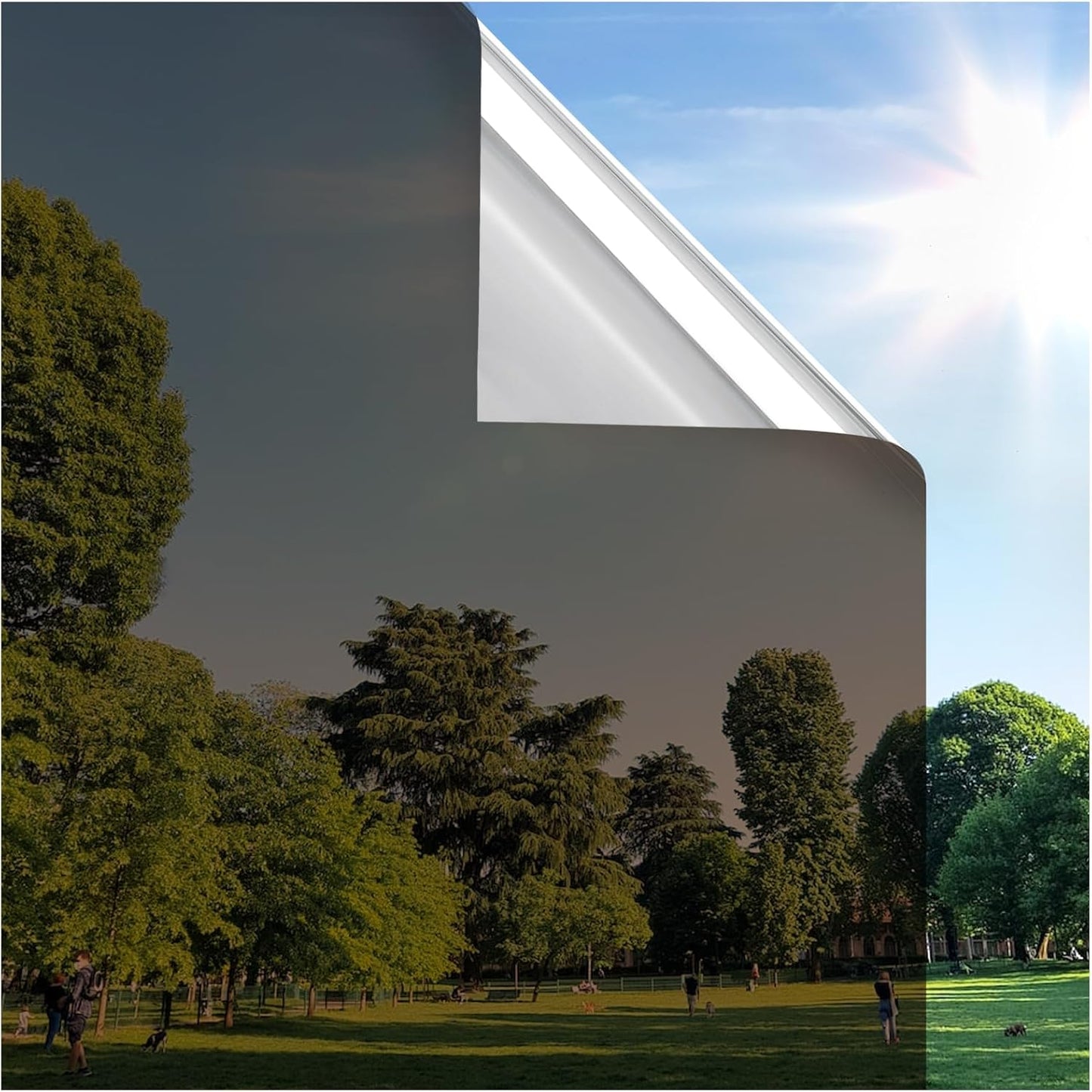 rabbitgoo Window Privacy Film One Way Window Tint for Home, Removable Reflective Heat Sun Blocking Anti UV Glass Door Covering, Mirror Tinting Film House Office, 29.5 in X 6.5 Feet, Brown Silver