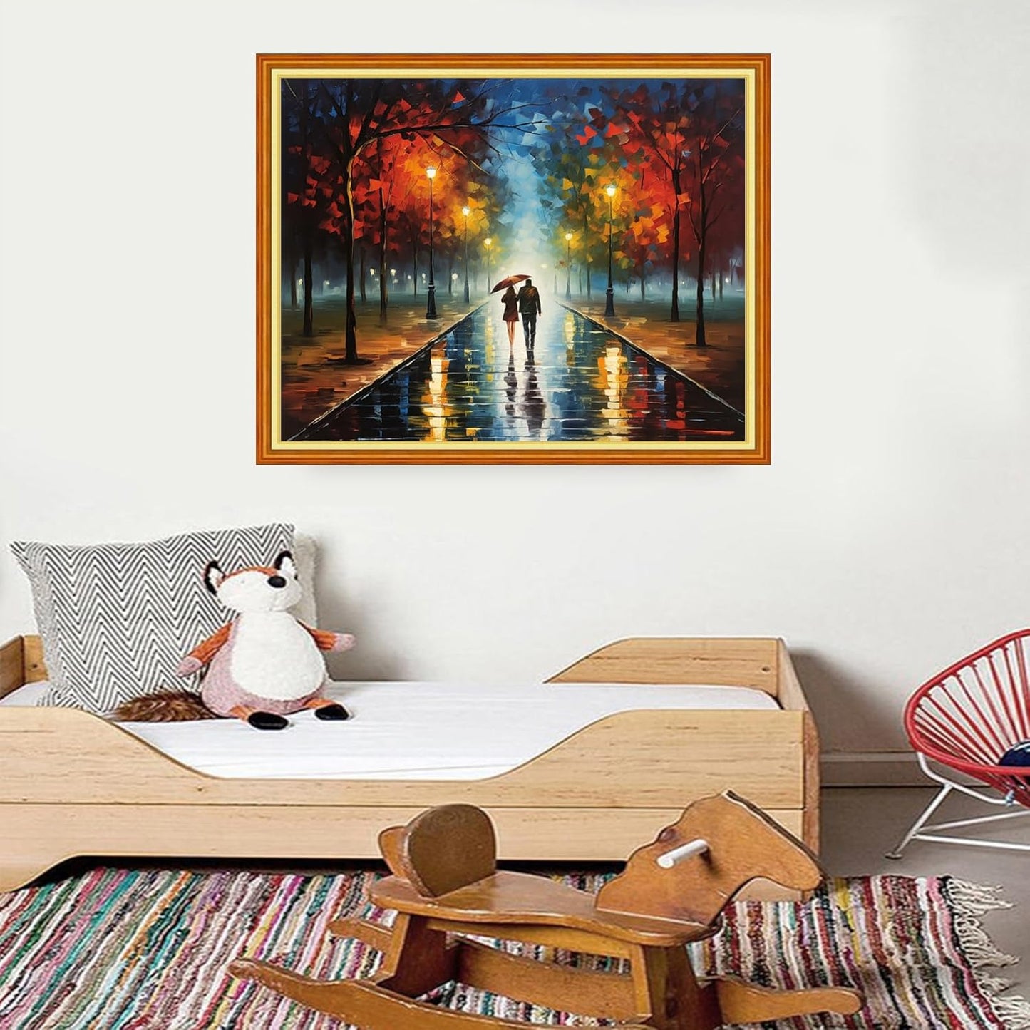 Foxdiviy Stamped Cross Stitch Kits for Beginners Full Range of Cross Stitching 11 CT Printed Cross Stitch Kits for Kids Adults Cross Stitch Patterns Needlepoint Kits-Lovers Walk 16x20 inch