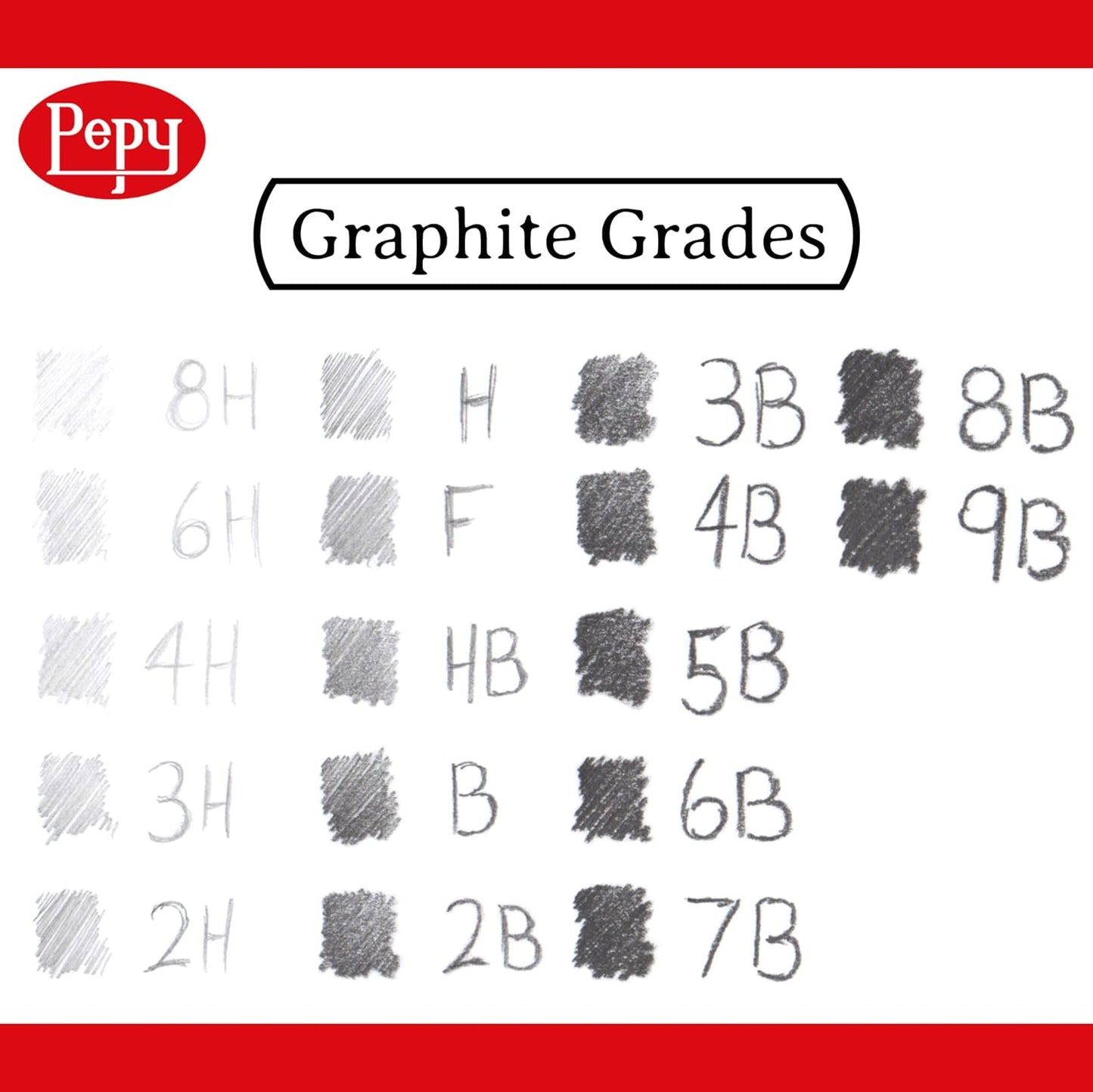 Pepy Graphite Professional Drawing Pencils - Set of 12 F Pre-Sharpened Black Lead Pencils; Perfect for Drawing, Sketching and Shading, Graphic and Fine Art