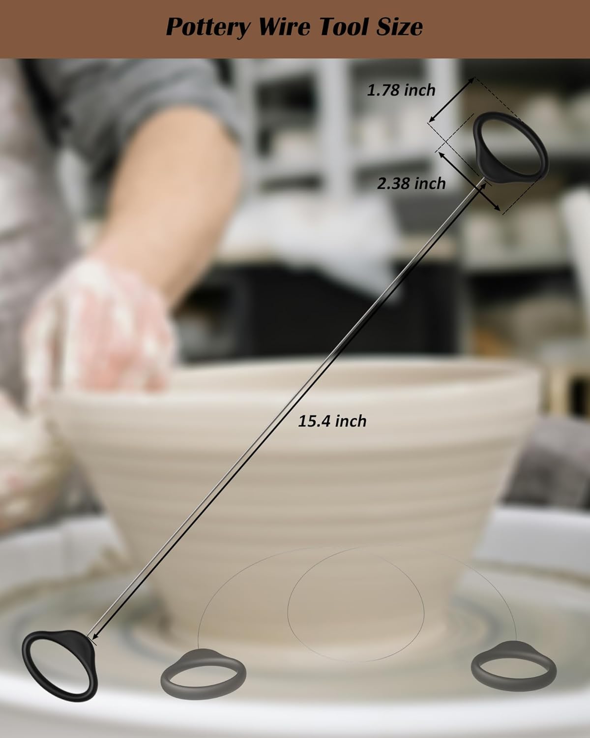 Pottery Wire Tool, Clay Cutting Wire, Black Handle Standard Pottery Wire Cutter, Pottery Wire Cut Off Tool for Pottery and Clay Artists