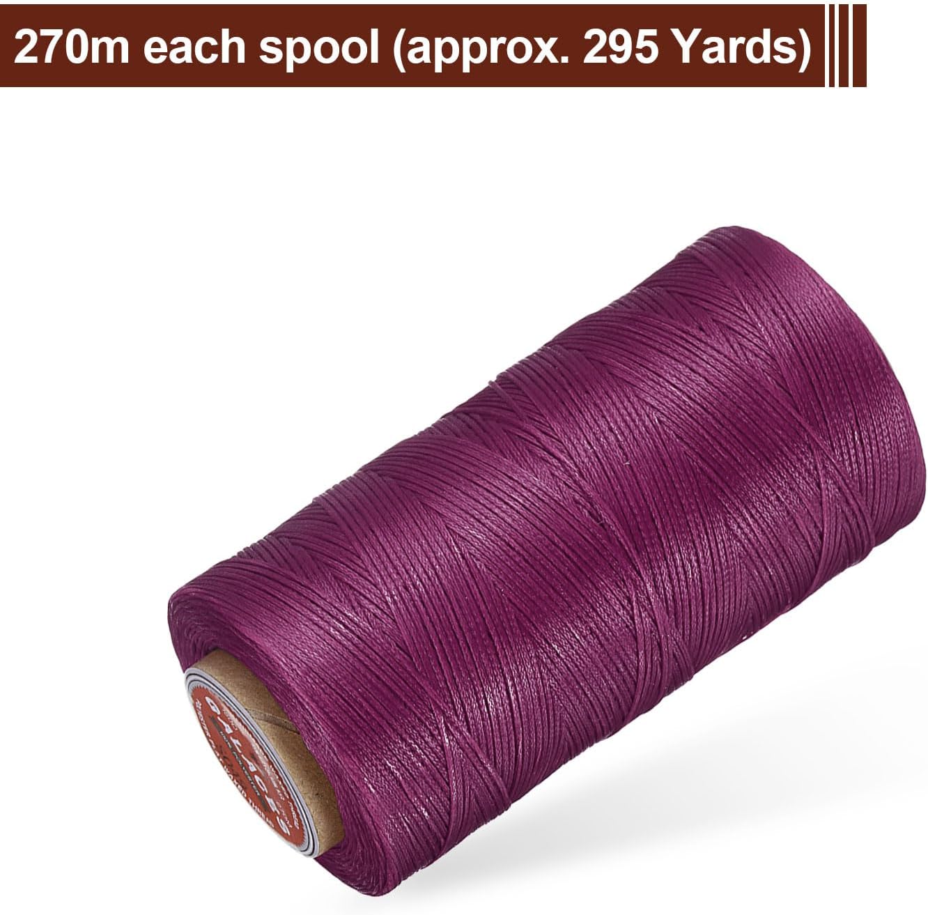 uxcell Flat Leather Sewing Waxed Thread, 270m / 295 Yards Polyester Wax String, 150D Wax Stitching Cord for Leather Crafts, Bookbinding, Bracelets Braided, Fuchsia
