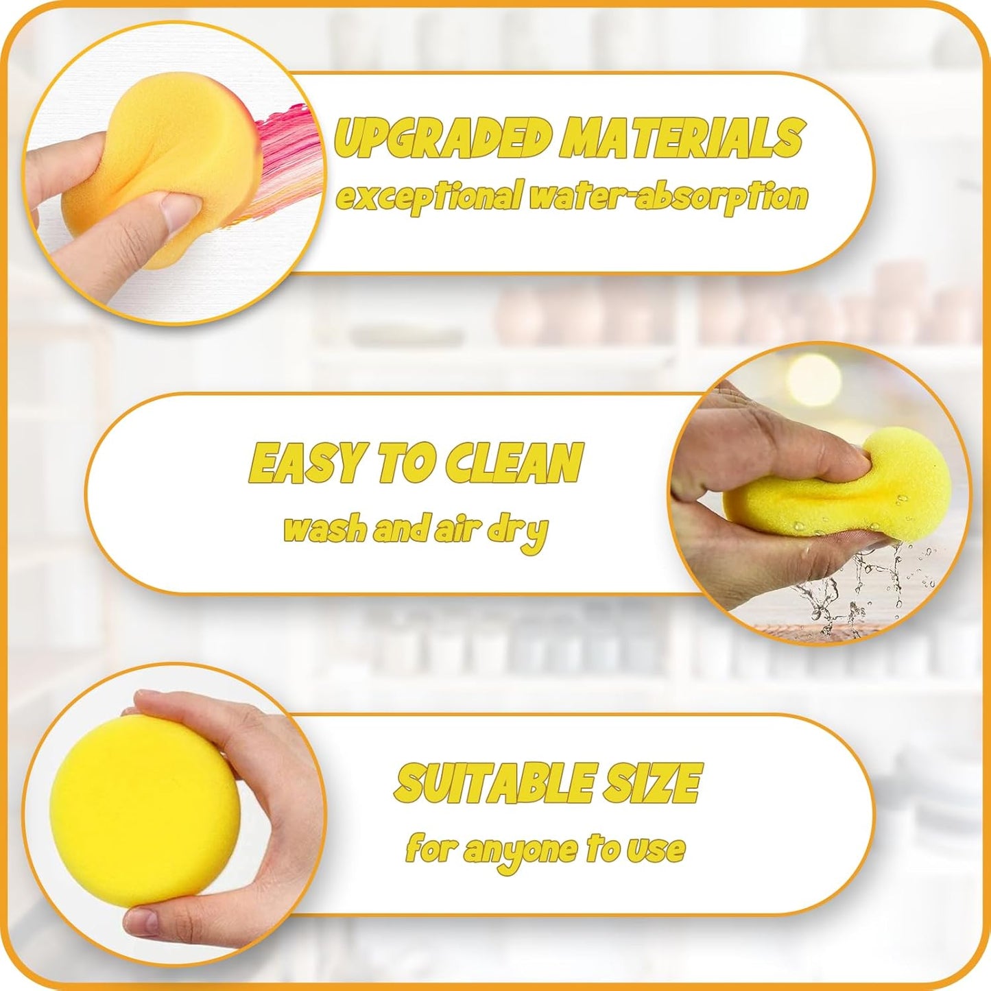 25Pcs Pottery Sponges 3inch, Painting Sponges, Pottery Sponges for Clay, Clay Sponge, Round Sponge, Clay sponges for Pottery, Paint sponges for Acrylic Painting, Artist Sponges