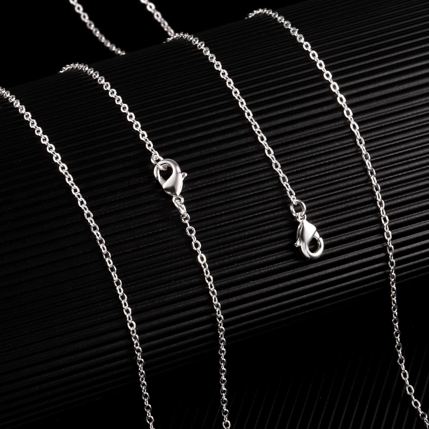 Wholesale 12 PCS Silver Plated Solid Brass Fine Flat Cable Chains Bulk for Jewelry Making 18-30 inches (24 Inch(2MM))