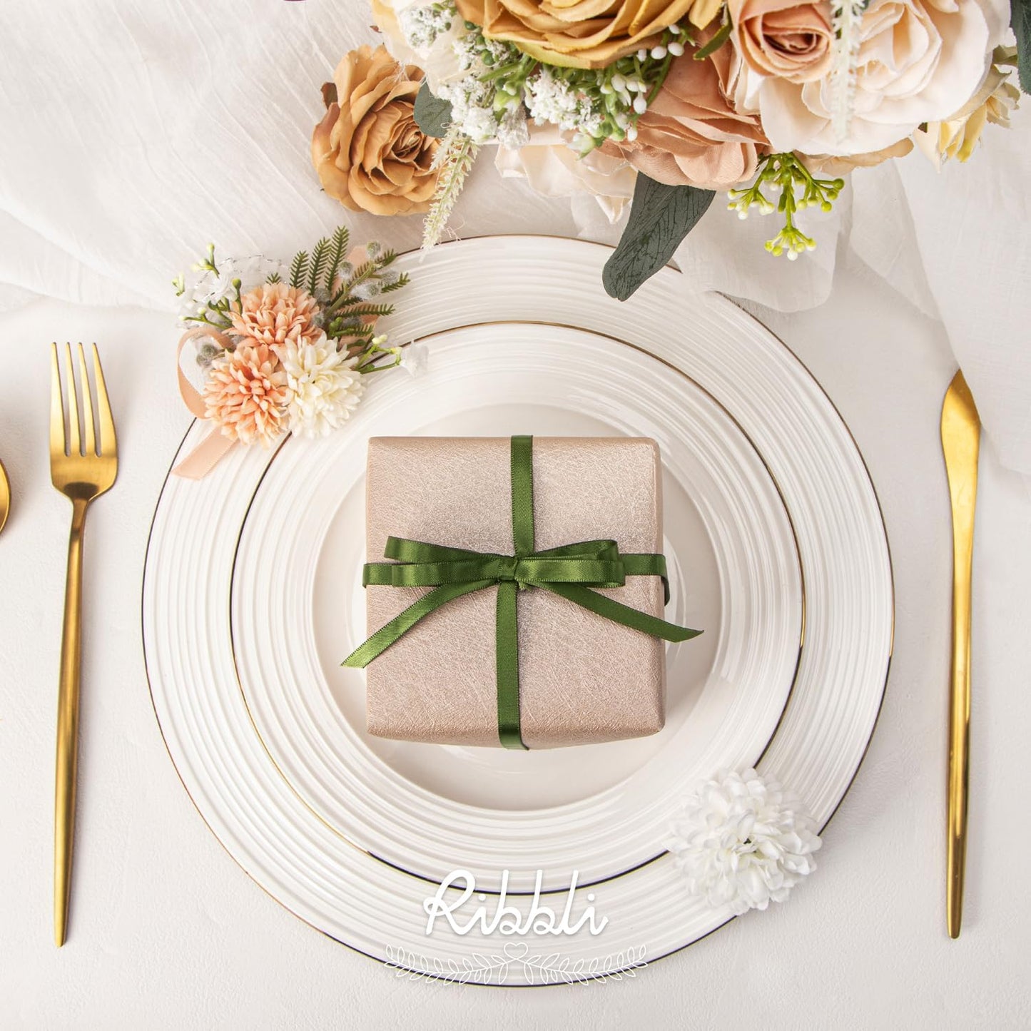 Ribbli Moss Green Satin Ribbon,Double Faced Satin 1/4 inch x Continuous 50 Yards,Moss Green Ribbon Use for Bows Bouquet,Gift Wrapping,Wedding Decoration,Floral Arrangement