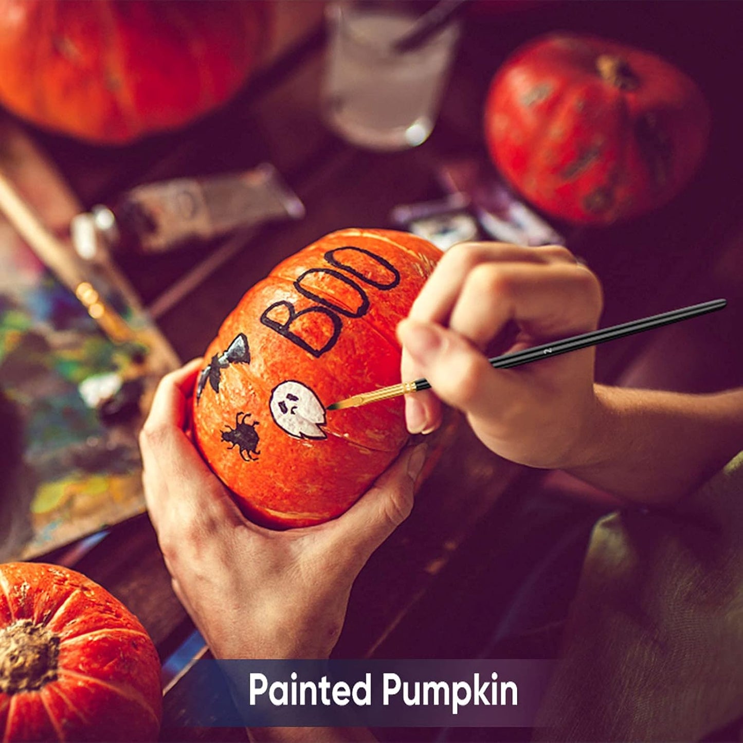 Paint Brushes Set, 20 Pcs Paint Brushes for Acrylic Painting, Oil Watercolor Acrylic Paint Brush, Artist Paintbrushes for Face Rock Canvas, Kids Adult Drawing Arts Crafts Supplies, Pure Black