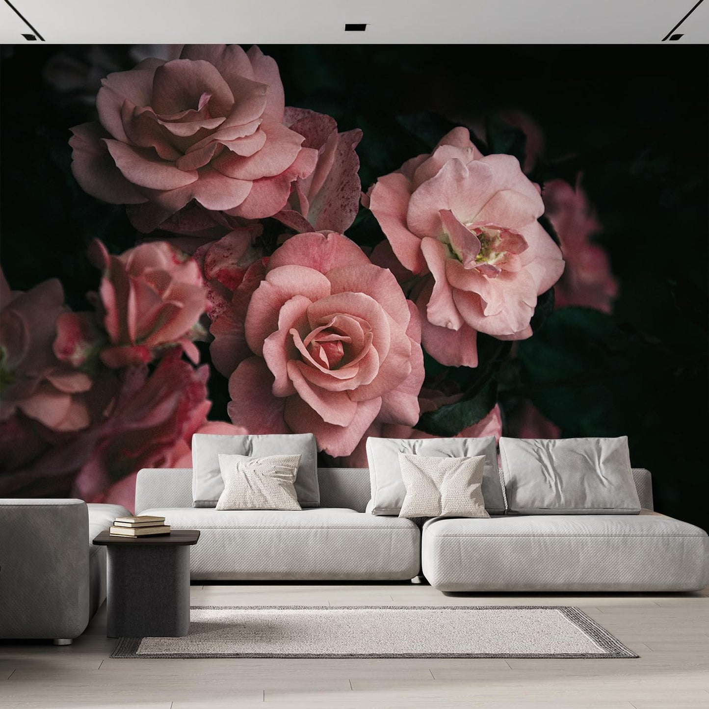 wall26 Wall Sticker/Wall Mural Dark Rose Flower Blossoms Nature Wilderness, Not Peel and Stick, Non-Woven Wallpaper Decorative for Bedroom, Living Room, Office - 120x120 inches