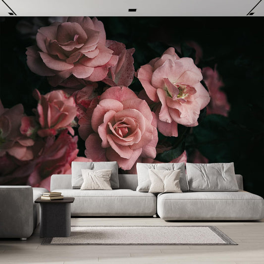 wall26 Wall Sticker/Wall Mural Dark Rose Flower Blossoms Nature Wilderness, Not Peel and Stick, Non-Woven Wallpaper Decorative for Bedroom, Living Room, Office - 120x168 inches