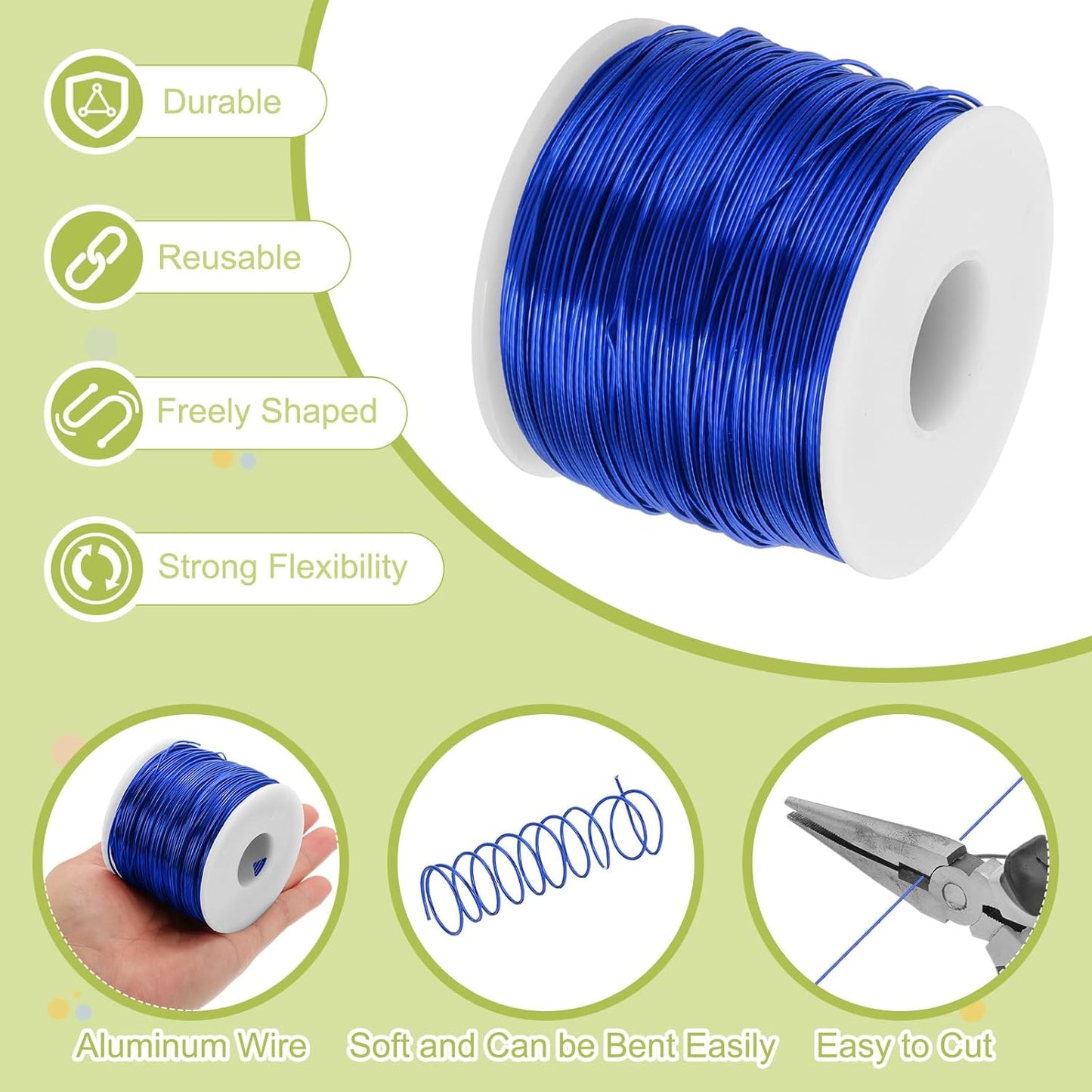 MECCANIXITY 18 Gauge Anodized Aluminum Craft Wire Bendable Bonsai Training Wire 492 Feet 1mm for Sculpting Crafts Wreath Floral Beading Jewelry Making, Dark Blue