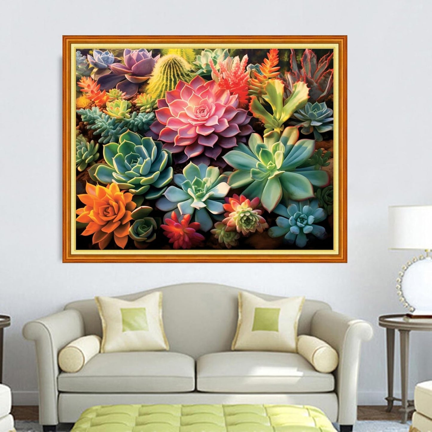 DMCVIVR Stamped Cross Stitch Kits for Adults Beginners Embroidery Kits 11CT Needlepoint Kits Cross Stitch Patterns Embroidery Patterns-Succulent Plants 16x20 inch