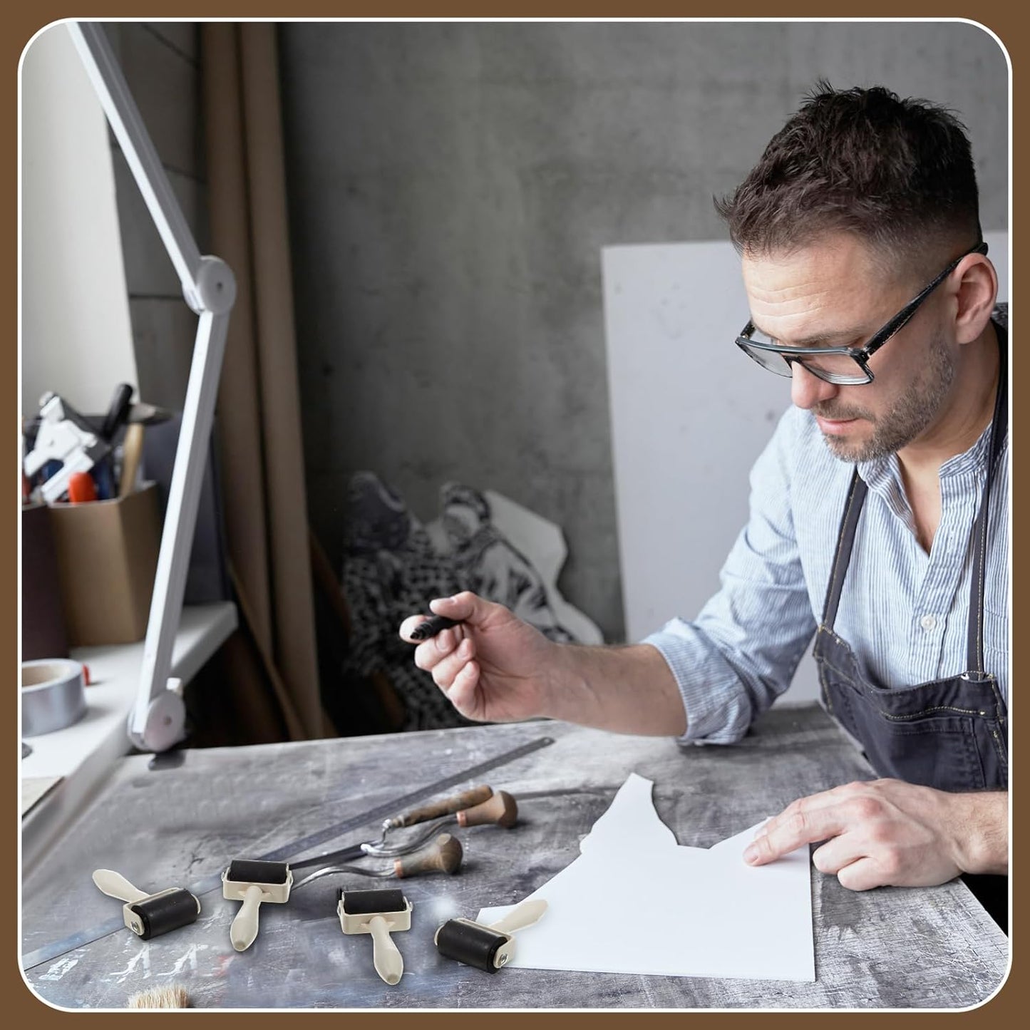 Frienda 15 Pcs Rubber Brayer Rollers 1.9 Inch Rubber Ink Roller for Gluing Printing Inking Block Paper Crafting Press Printmaking Wallpaper Stamping Scrapbooks Crafting Art DIY