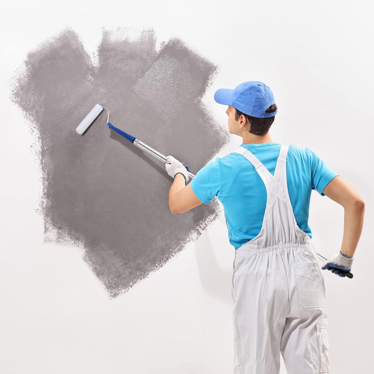 Paint Roller Extension Poles, 5 Piece Painting Extension Pole Extends to 48.5" Stainless Steel Telescopic Rod for Paint Roller Brushes to Easily Brush The Ceiling