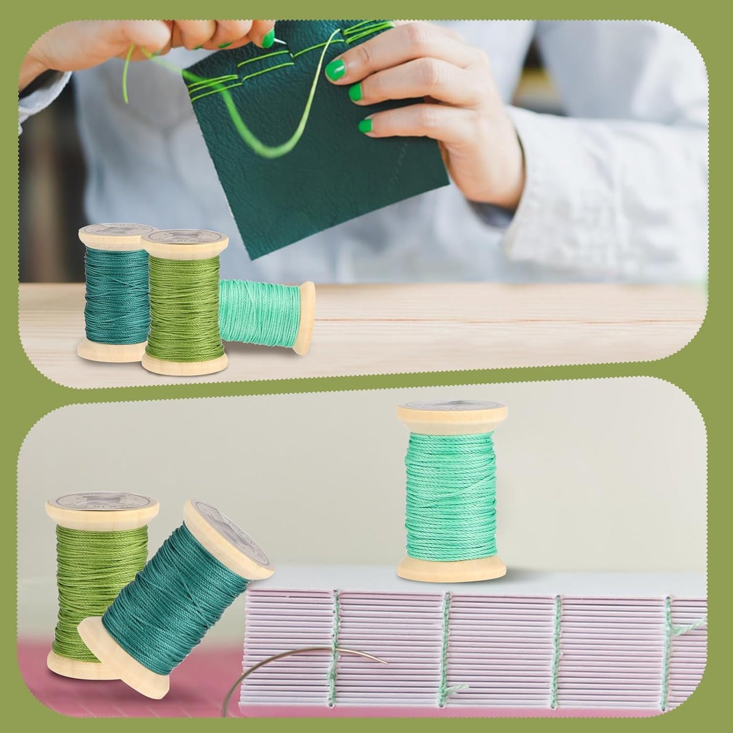 Natural Waxed Thread, 0.55mm/0.8mm, Wax Thread for Handcrafted Wrapping, Sewing, Bookbinding, Leather Threads, Beginners Craft DIY, Hemp Cord (Teal/Aqua/Forest, 0.8mm/16 Yards)