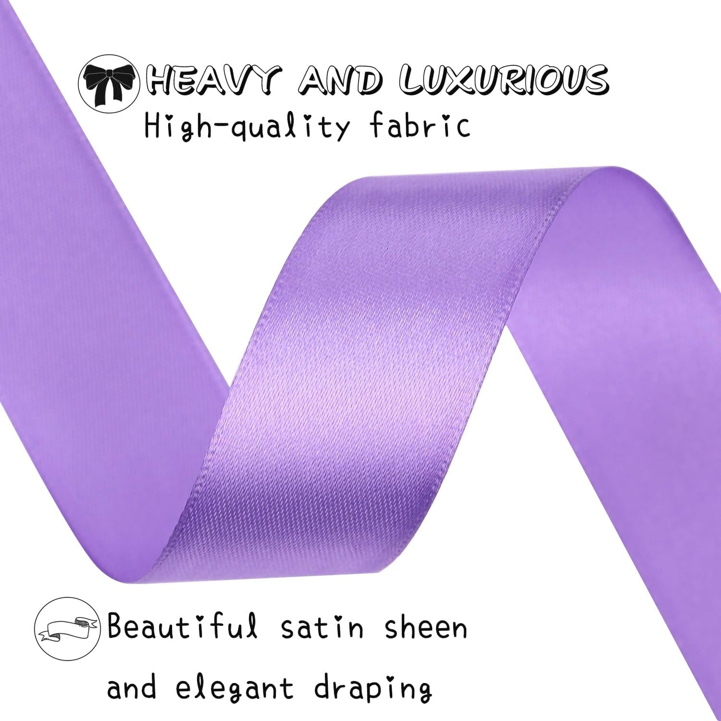 Light purple Solid Satin Ribbon 1 Inch 25 Yards Solid Polyester Fabric Ribbon for Gift Wrapping Wedding Christmas Baby Shower Birthday Party Decoration Handmade Immortal Flower Craft