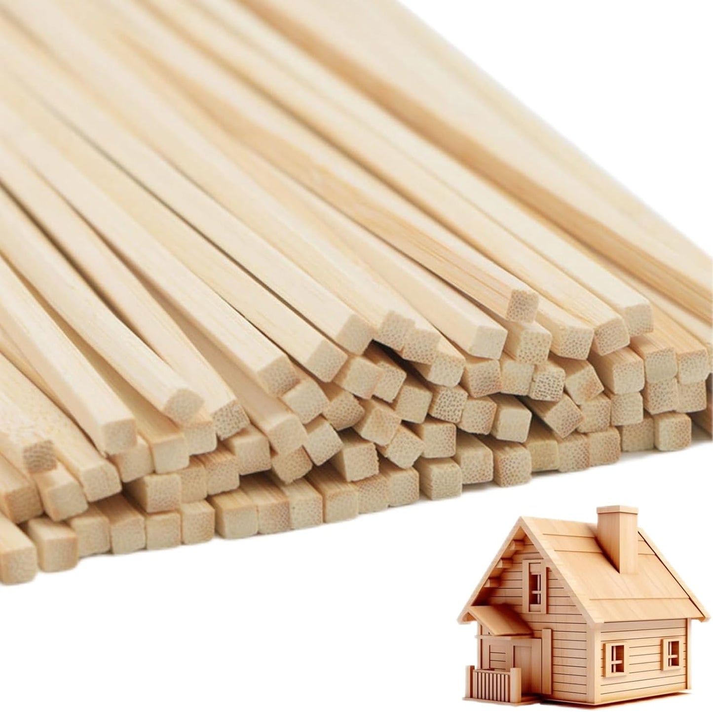 1/2 x 12 Inch 50 PCS Square Dowel Rods Wood Sticks Wooden Dowel Rods - Unfinished Bamboo Sticks - for Crafts,Home Decor, Model Making and DIYers
