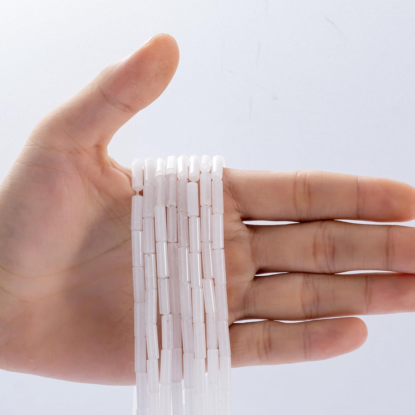 Natural White Agate Cylinder Tube Beads 4x13mm 38cm/str Loose Semi Gemstone Stone Beads for Making Bracelets Necklace Earrings