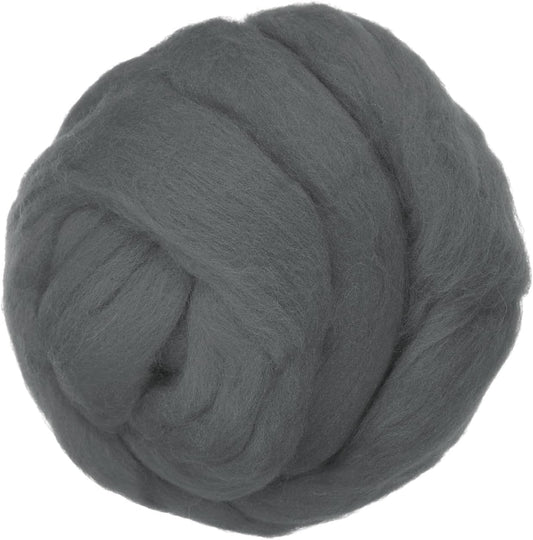 PATIKIL Wool Roving Yarn, 80G/2.82OZ Soft Felting Wool Pure Chunky Roving Yarn Bulk for Needle Felting Knitting Blanket Spinning Weaving DIY Craft, Black Gray