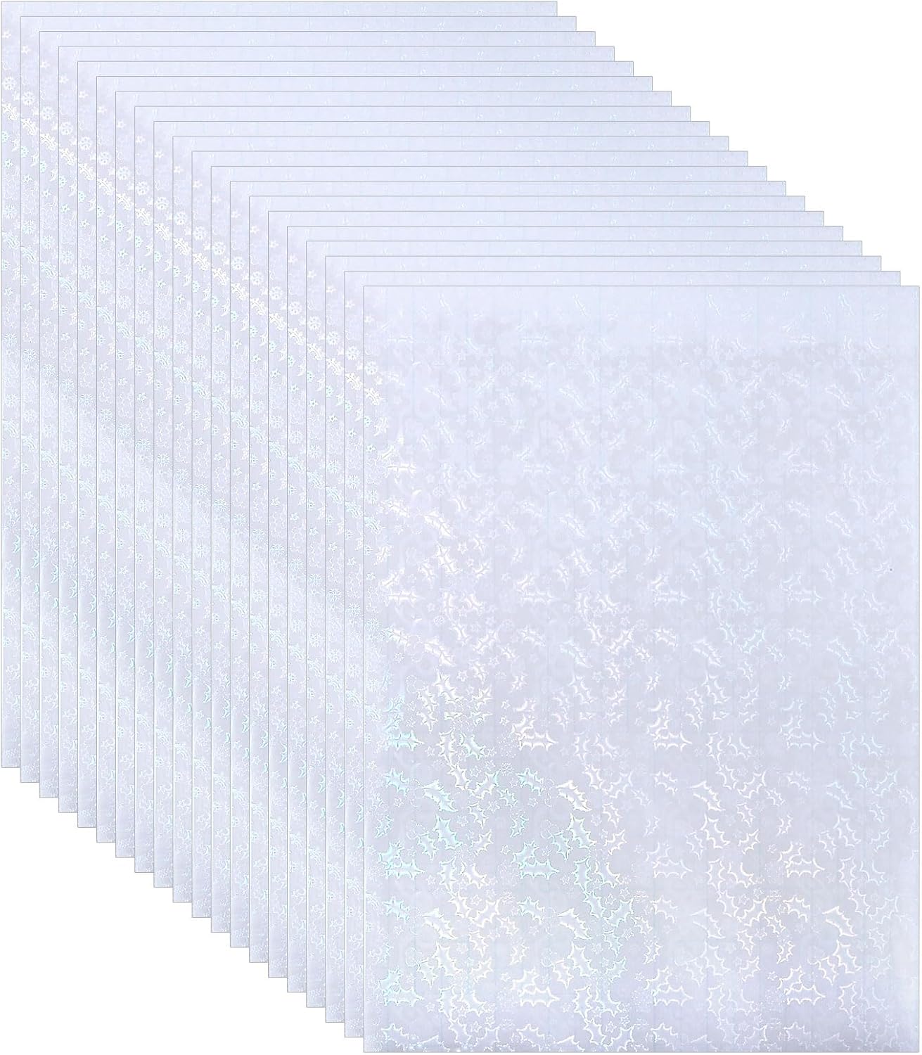 PATIKIL 11.7x8.3" Holographic Sticker Paper, 20Sheets A4 Polypropylene Self-Adhesive Transparent Waterproof Laminate Overlay Film for Photo Cards Scrapbook Decorations, Christmas Ribbon