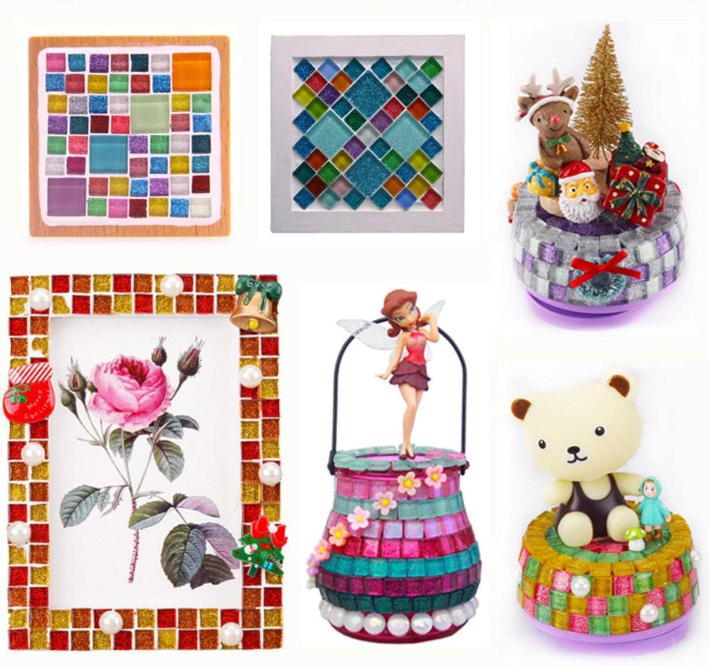 Mixed Color Mosaic Glass Tiles Shine Crystal Glass Pieces Bulk Square Glitter Crystal Mosaic Tiles for Home Decoration or DIY Crafts 200g,1x1 cm (Panchromatic)