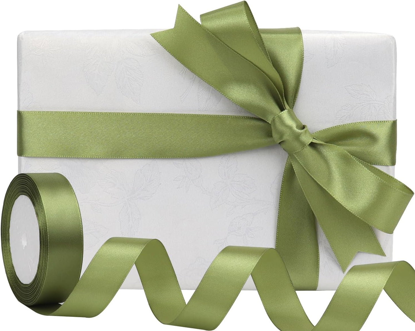 Olive Green Solid Satin Ribbon 1 Inch 25 Yards Solid Polyester Fabric Ribbon for Gift Wrapping Wedding Christmas Baby Shower Birthday Party Decoration Handmade Immortal Flower Craft