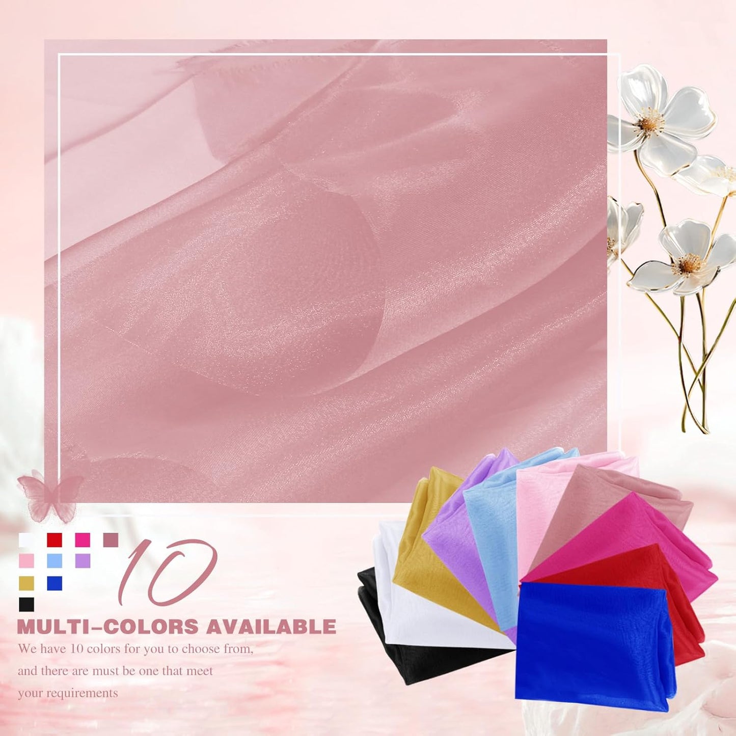 VACVELT Sheer Organza Fabric by The Yard, 60 Inch Wide Rose Gold Organza Fabric Bolt Bridal Sheer Tulle Fabric, Silk Organza Fabric Roll for Wedding Party Decorations Backdrop Curtain (10 Yards)