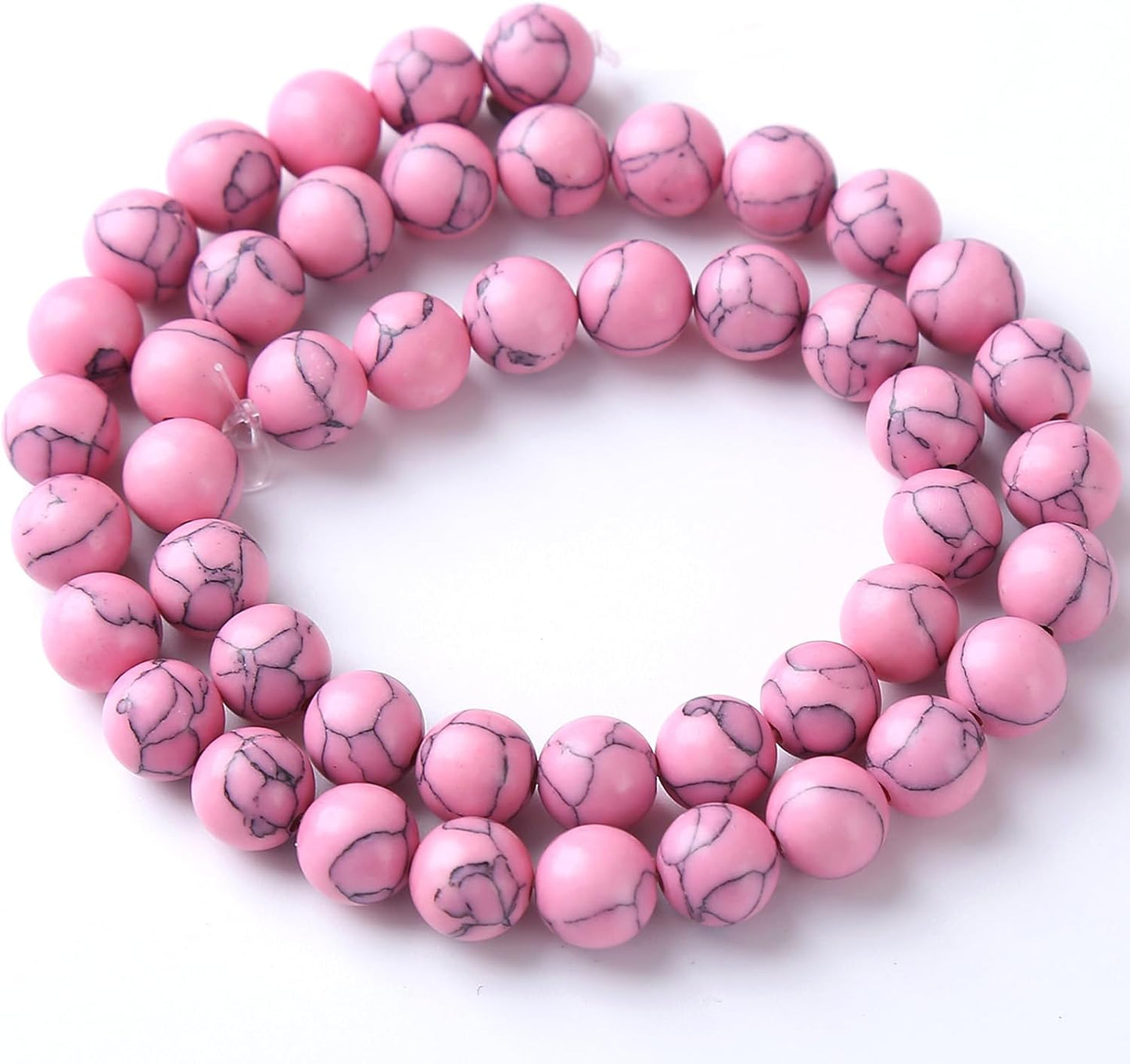 32pcs 12mm Pink Turquoise Beads Natural Stone Round Loose Spacer Beads for Jewelry Making DIY Bracelet Necklace 1 Strand 15inch