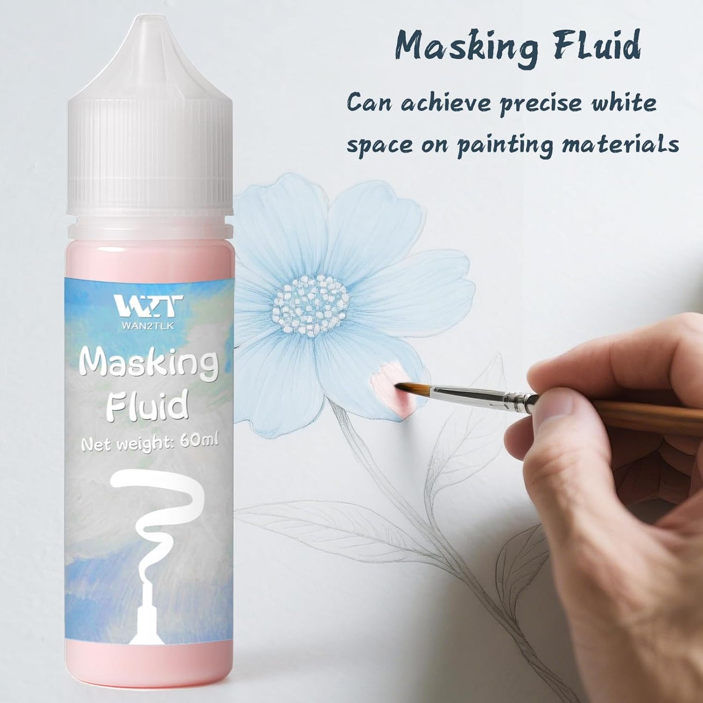 Masking Fluid for Watercolor Painting 120ml Red with a Paintbrush and Eraser - Art Masking Fluid Pen Watercolor Medium Art Supplies for Artists