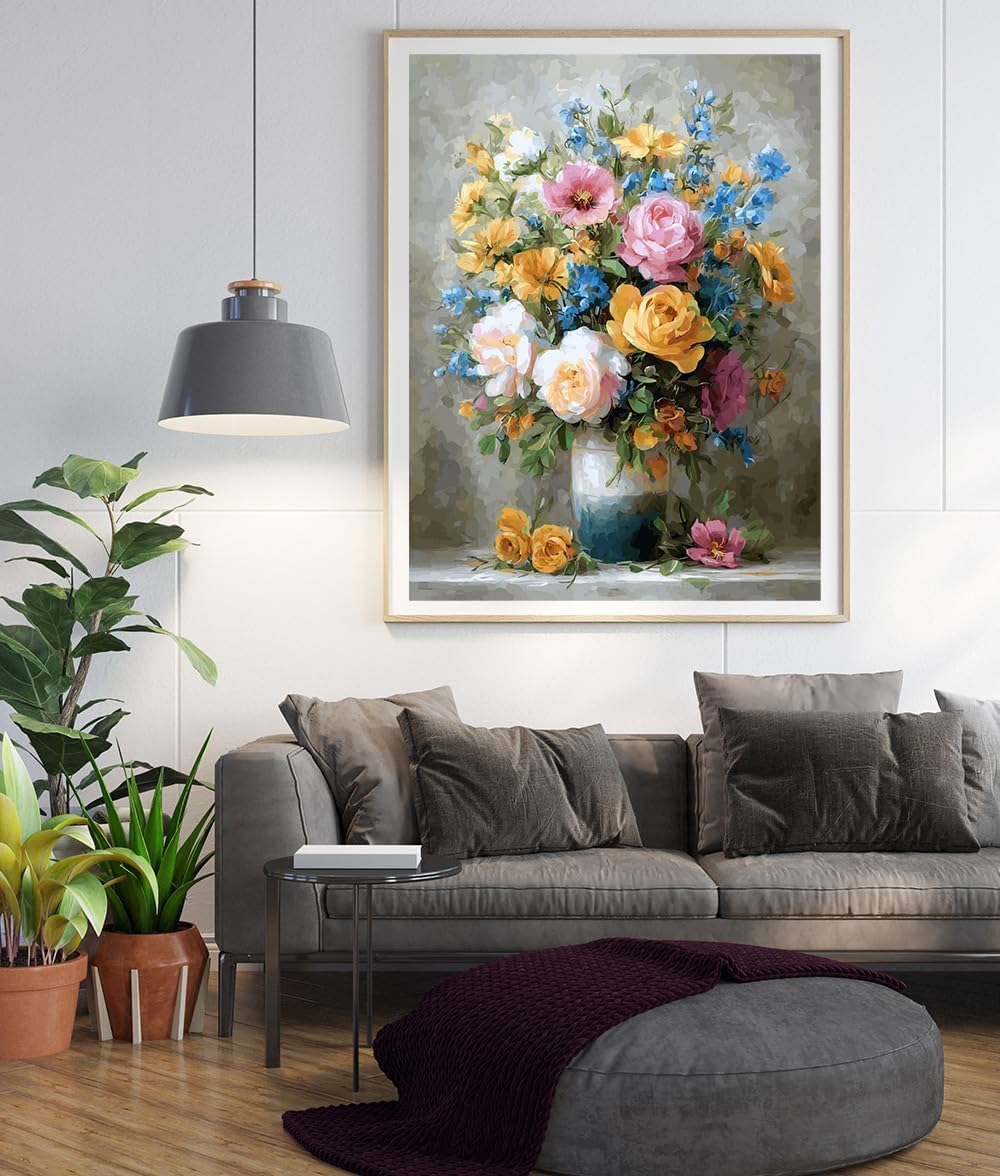 Moohue 14 ct Counted Cross Stitch Kits for Adults Flowers Cross Stitch Patterns Stamped Printed Cross Stitch Kits (Flowers 12)