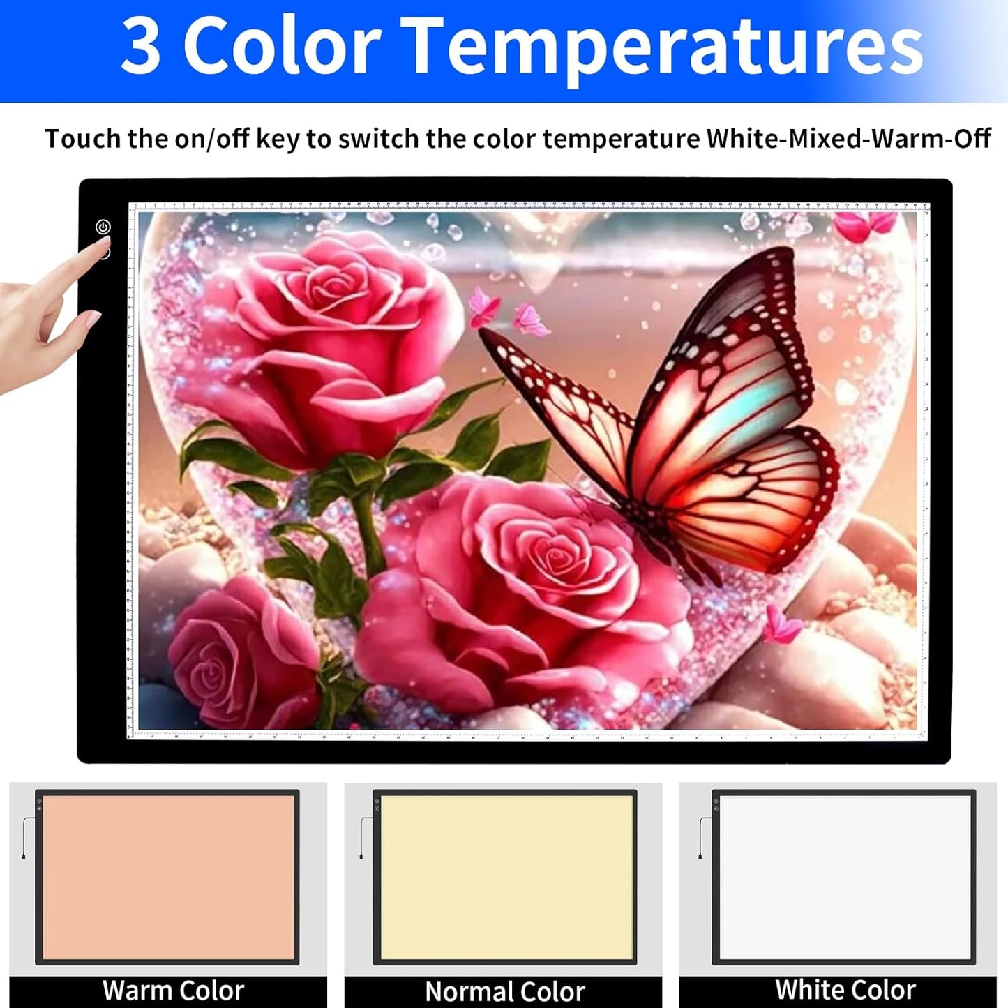 Luxjoyful A1 Extra Large Light Board for Diamond Painting,LED Rechargeable Light Pad with Built-in 6000mAh Battery,3 Color Stepless Dimming,Light Box for Tracing,Diamond Painting,Drawing,Vinyl Weeding