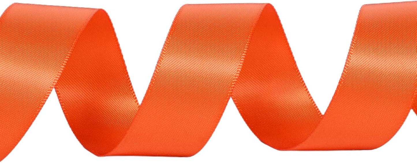 YAMA Orange Double Faced Satin Ribbon 7/8 Inch 25 Yards Orange Fabric Ribbon for Gift Wrapping Crafts Hair Bows Wedding Party Decoration