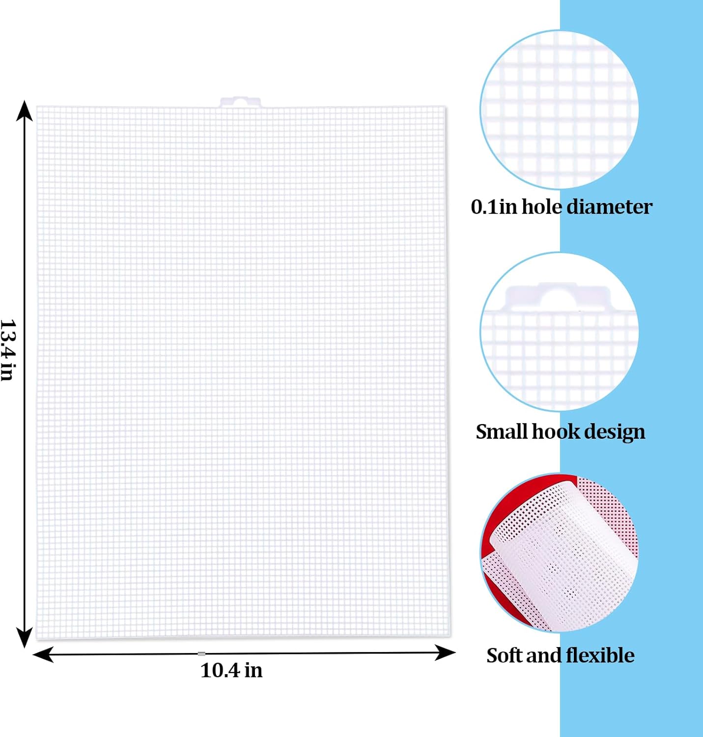 Plastic Canvas Sheets 13.4” x 10.4” Per Sheet, 2.5mm Mesh (About with 7 Holes per inch) Easy-to-Cut Needlepoint Canvas for Cross Stitch, Embroidery, DIY Crafts & Aquarium Dividers (4 Piece)