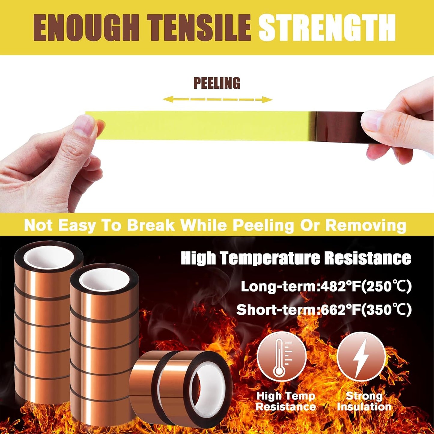 12 Rolls 20mm x16m(52FT) Heat Tape High Temperature Heat Resistant Tape Heat Transfer Tape for Heat Sublimation Press Vinyl,No Residue