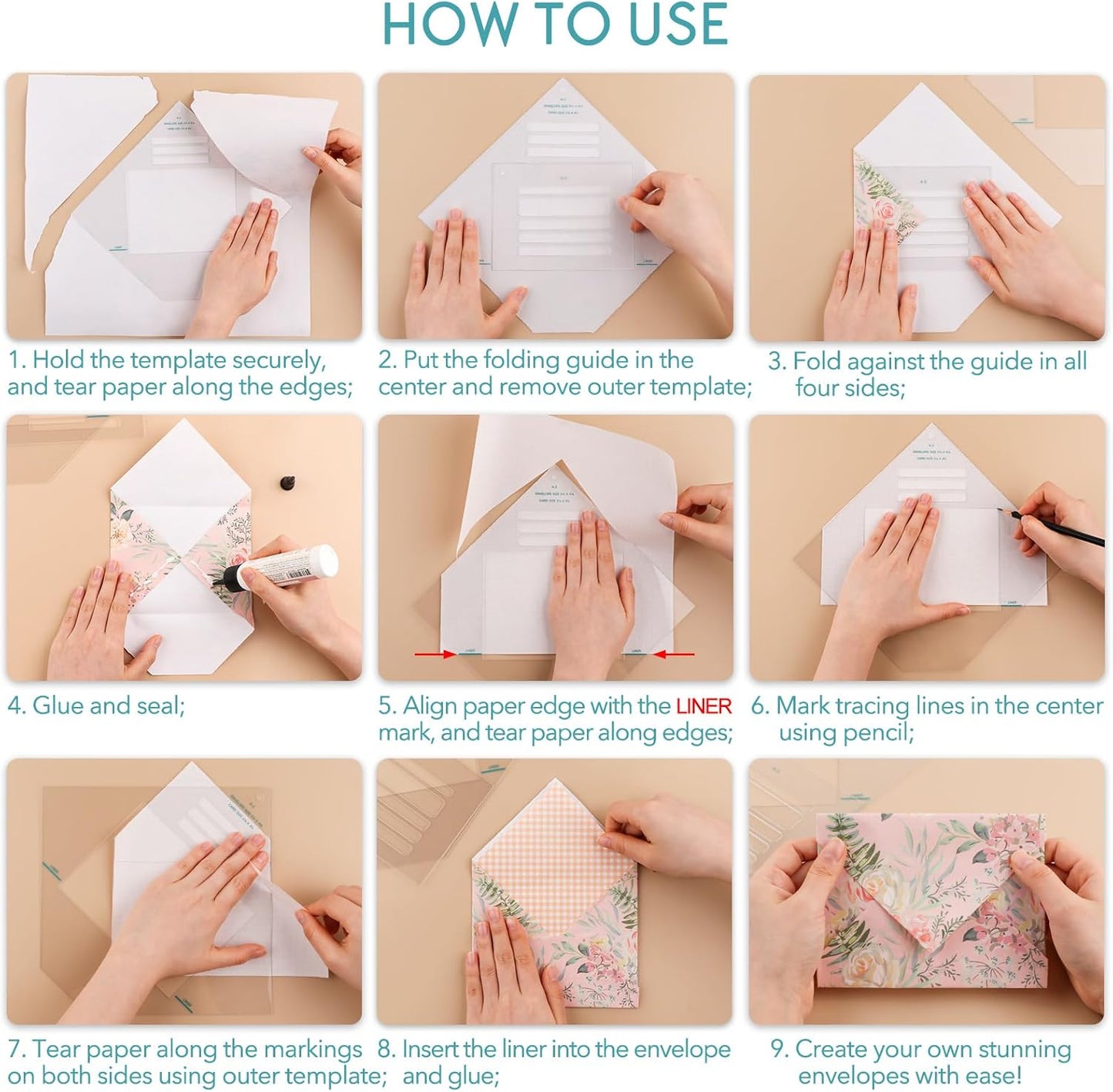 17pcs/Set Envelope Maker Guide Set Envelope Tear Templates All-in-One Envelope Making Tools for Card Making Envelope Makers Crafting Supplies