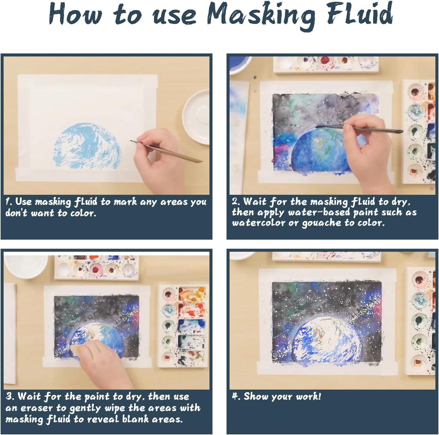 Masking Fluid for Watercolor Painting 120ml Red with a Paintbrush and Eraser - Art Masking Fluid Pen Watercolor Medium Art Supplies for Artists