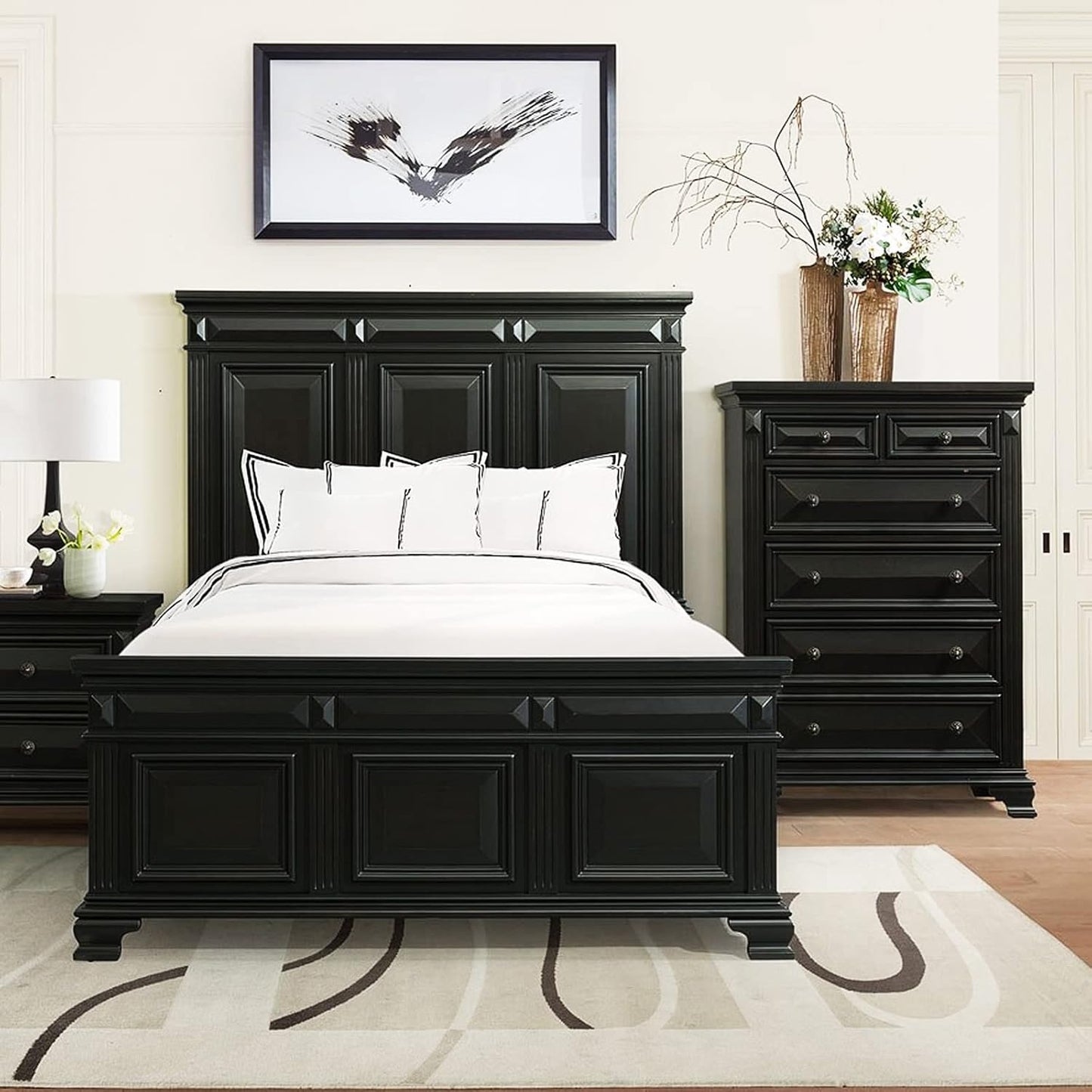 DWIL Matte Finish Furniture Paint - 32 Oz Wood Paint for Cabinets, Doors, Tables, and Dressers Refinishing - Water-Based, Non-Toxic & Odorless, Easy to Apply(Black)-With Tools