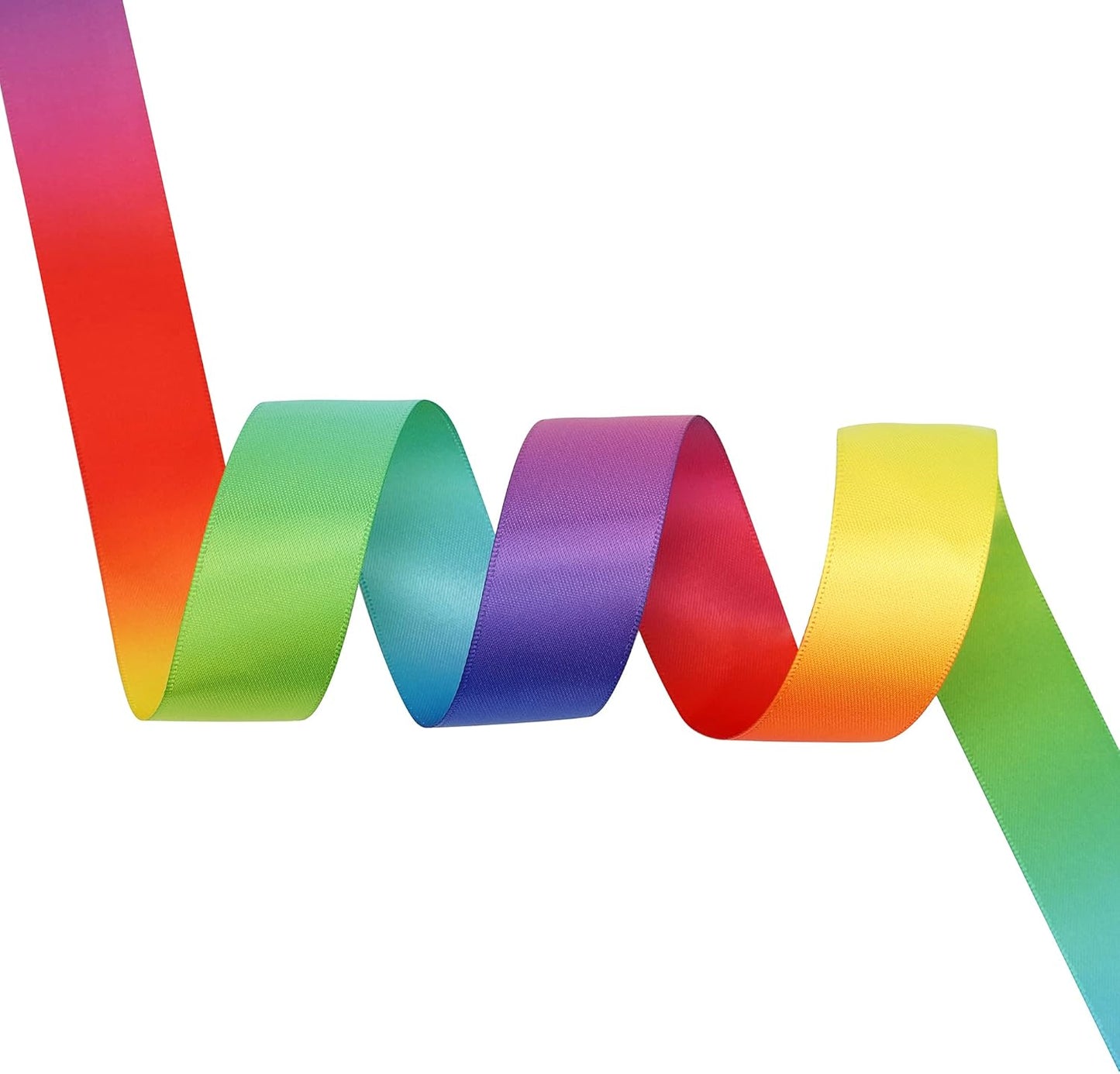 MEEDEE Satin Rainbow Ribbon 1 Inch - 25 Yards for Gift Wrapping, Birthday, Pride Party Decoration, Handmade Bows, DIY Crafts - Neon Color