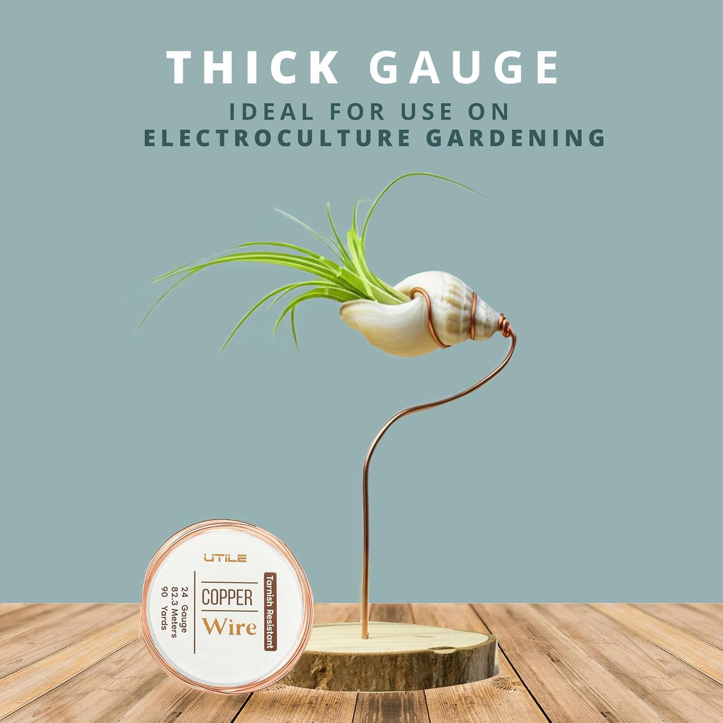 UTILE 18 20 22 24 Gauge 90 ft 99.9% Pure Soft Copper Wire for Electroculture Gardening, Jewelry Making, Crafting Wire Bendable, Plant Wire, (Copper 24)