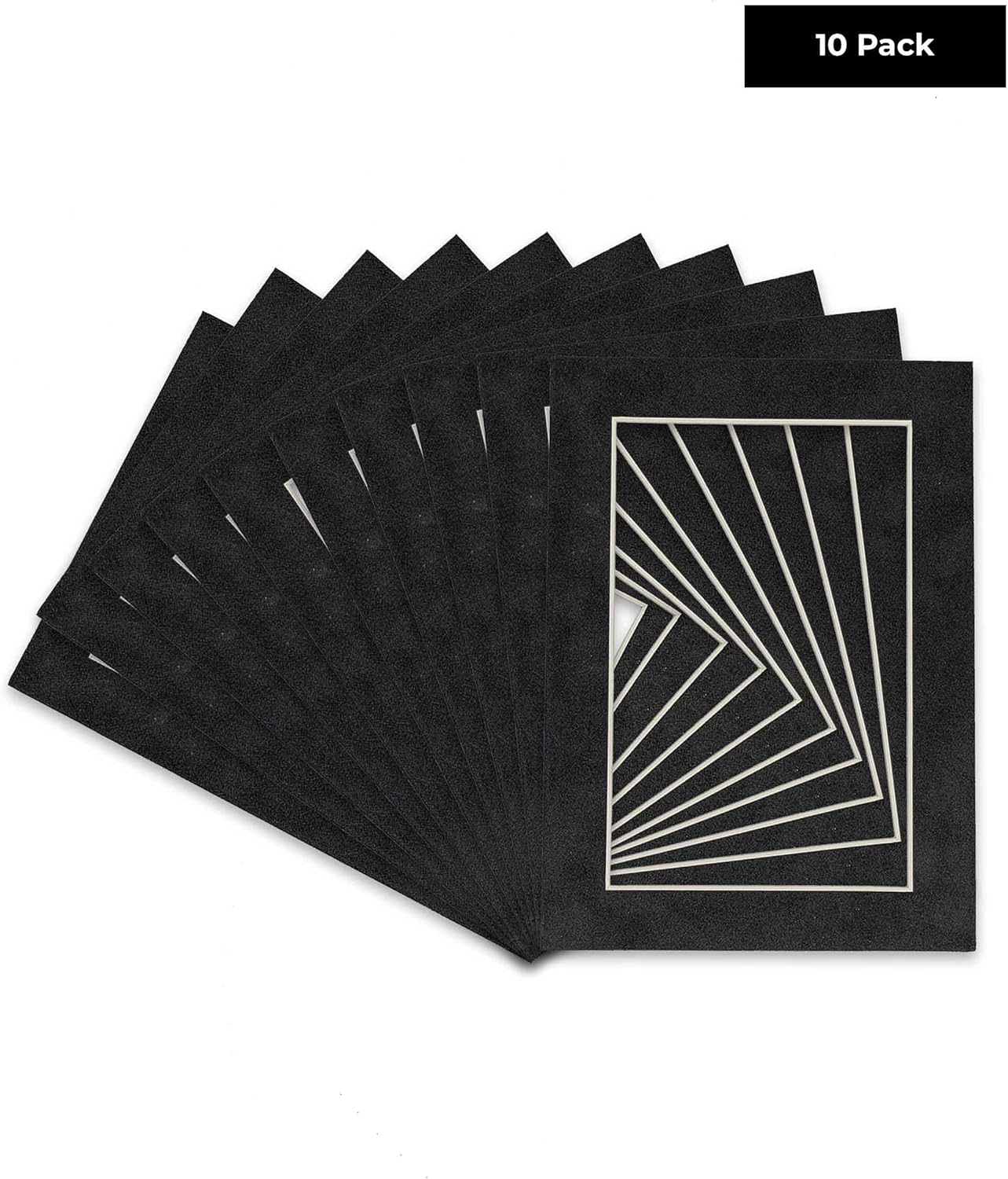 Pack of TEN 11x14 Mats Bevel Cut for 8.5x11 Photos - Acid Free Dark Grey Suede Precut Matboards For Pictures, Photos, Framing - 4-ply Thickness